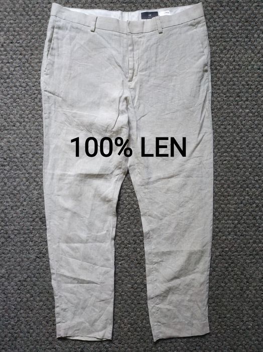 Spodnie 100% Len L 52 Lniane eleganckie chinos