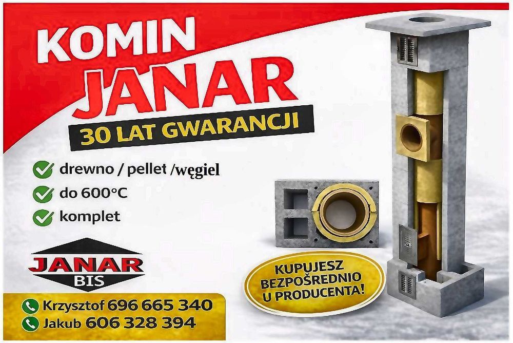 Komin systemowy ceramiczny Janar UNIWERSAL KW2 8M-każdy typ i wysokość