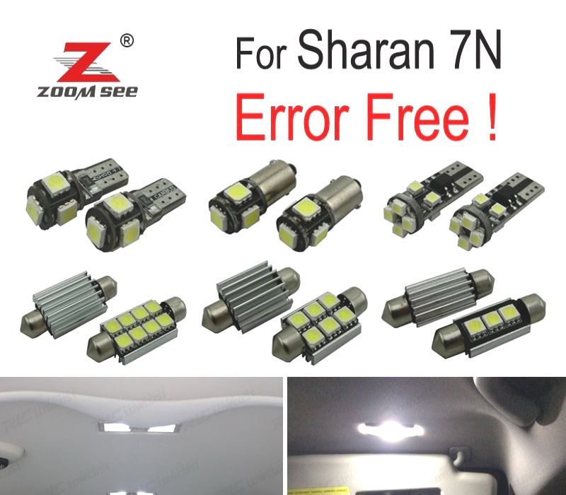 KIT COMPLETO DE 17 LÂMPADAS LED INTERIOR PARA VOLKSWAGEN VW SHARAN 7N 2011-2018