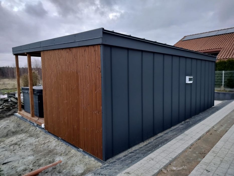 Sauna ogrodowa 3,0x7,0 plus miejsce na balie 3,0x3,0