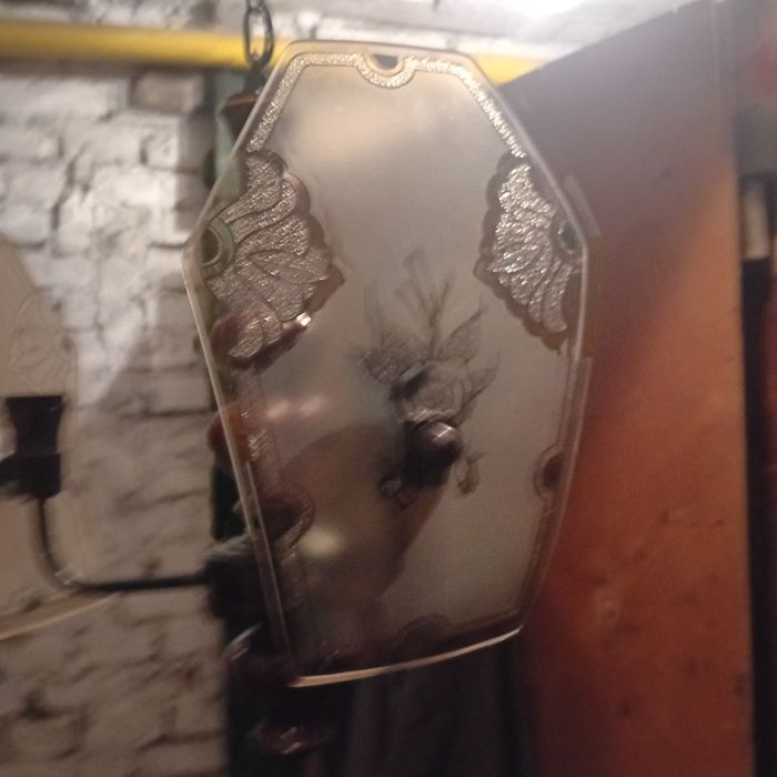 szklany żyrandol stary prl e27