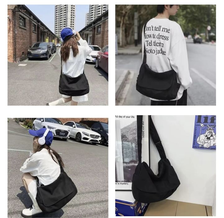 Сумка унисекс хаки, черная в стиле харадзюку 2 вида