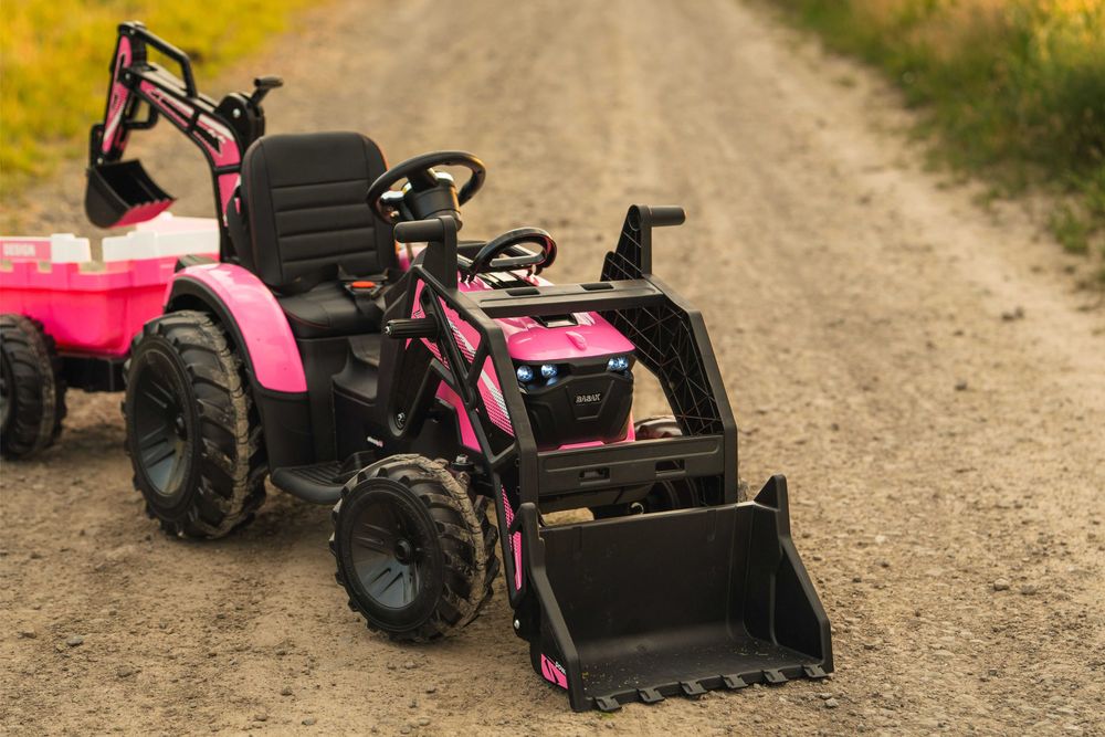 Różowy duży TRAKTOR KOPARKA NA AKUMULATOR 720t sx2068 400W 24V