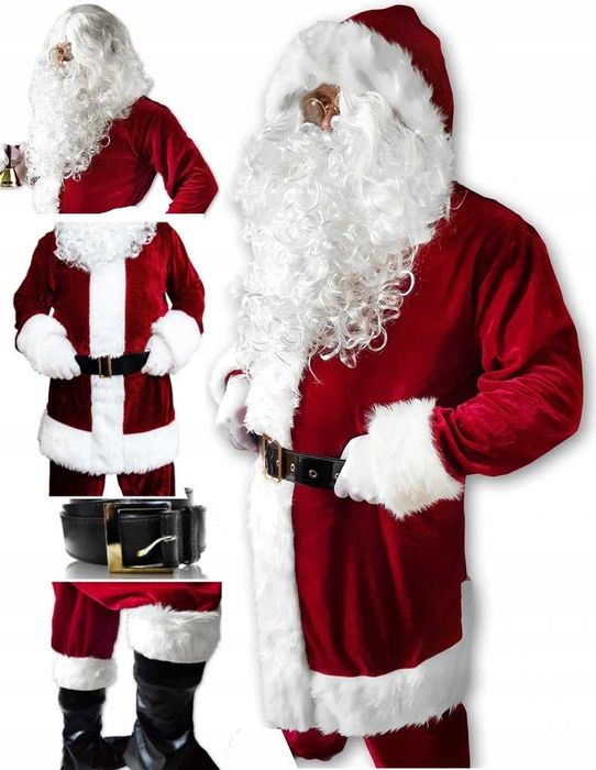 welurowy strój zestaw MIKOŁAJA Burgund L-3XL List + Bieżnik na stół