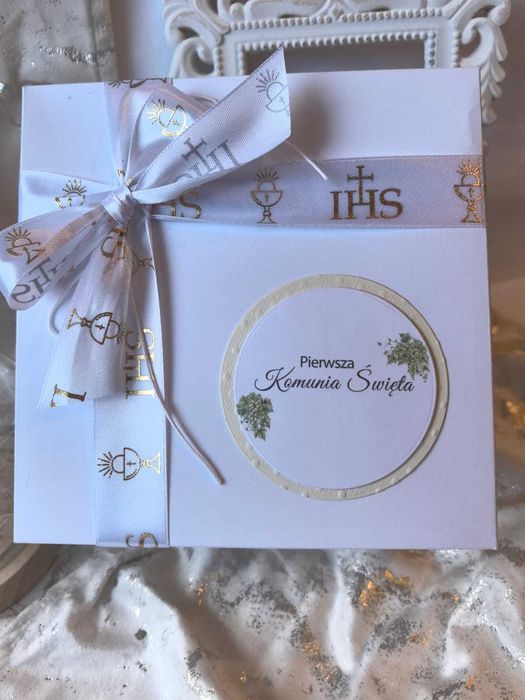 Ręcznie robiona kartka na Pierwszą Komunię Świętą –gotowa do wręczenia