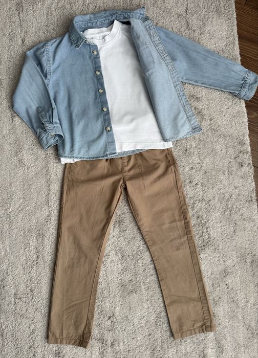 Джинсова сорочка біла футболка брюки 110 см 5 років для хлопчика