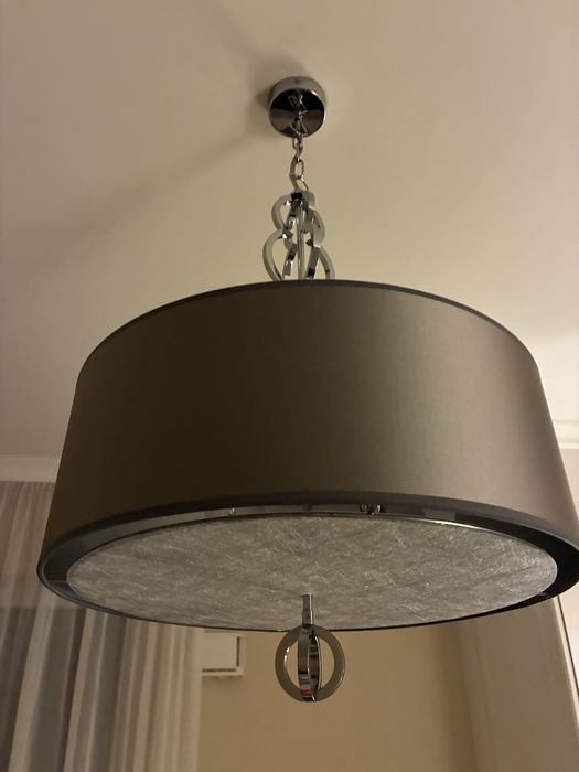 Żyrandol w styli hamptons glamour 4 żarówki czarny srebrny Primavera