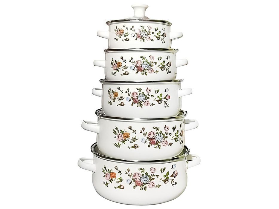 Набор эмалированных кастрюль, 10 предметов