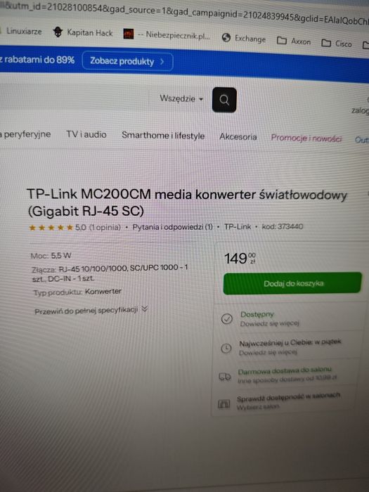 Dwa gigabitowe media konwertery TPLink