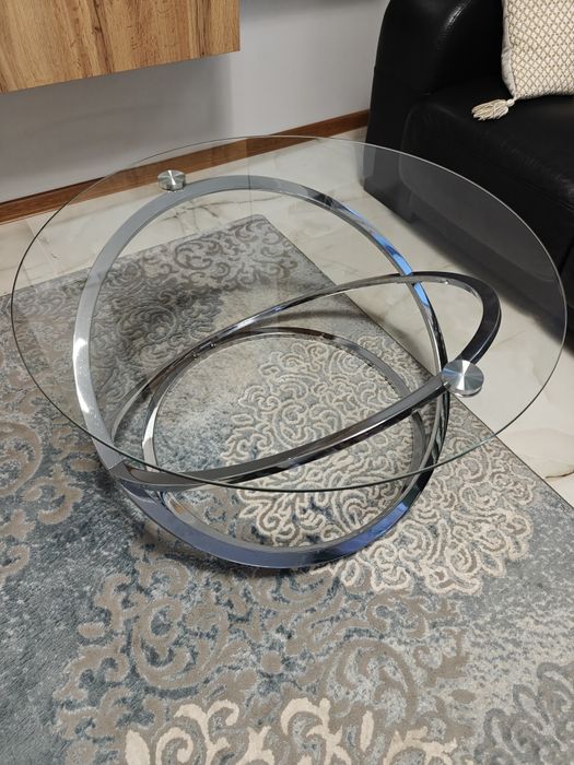 Stół szklany chrom połysk 80x45