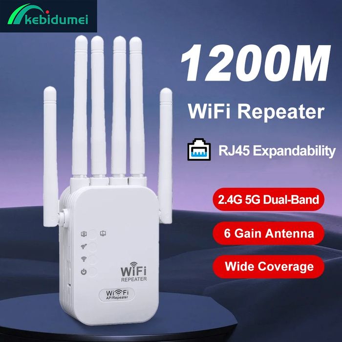 Репітер Wi-Fi дводіапазонний 2.4/5 ГГц 1200 Мбіт/с 6 антен