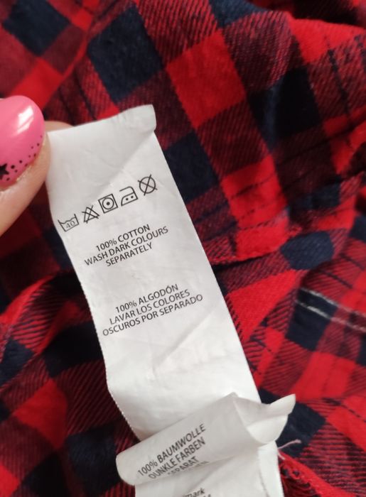 Czerwona flanelowa koszula w kratę Young Dimension 98 2-3 lata koronka