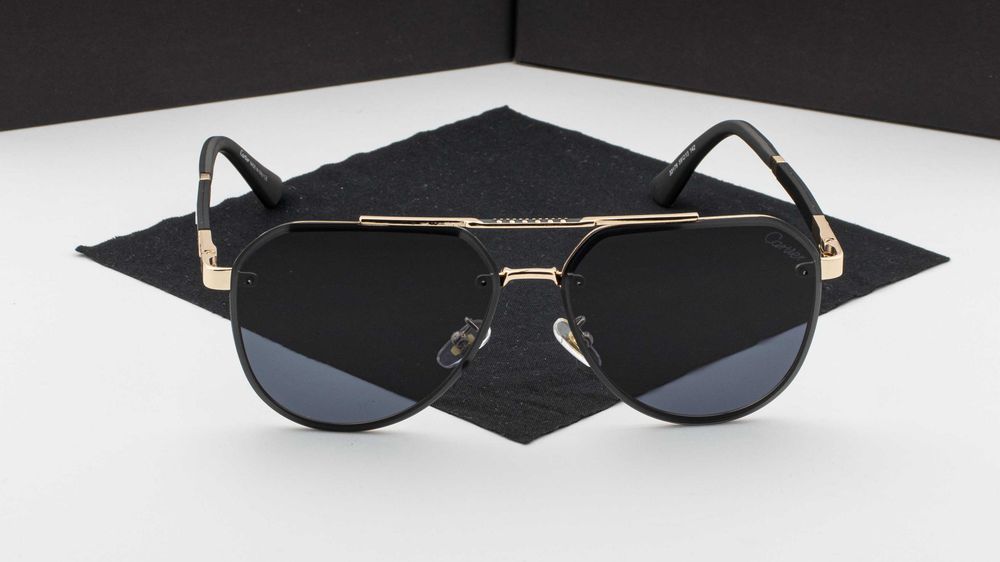 Чоловічі сонцезахисні окуляри Cartier NEW 2026 | UV400 | авіатор краплі | футляр в комплекті | металева оправа