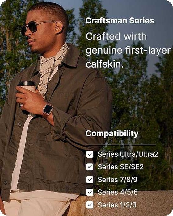 Fullmosa pasek skórzany Apple Watch SE 9/8/7/6/5/4/3 38/40/41 mm etui