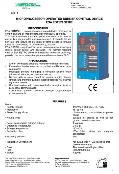 Estroc2 automat palnikowy kontroler palnika