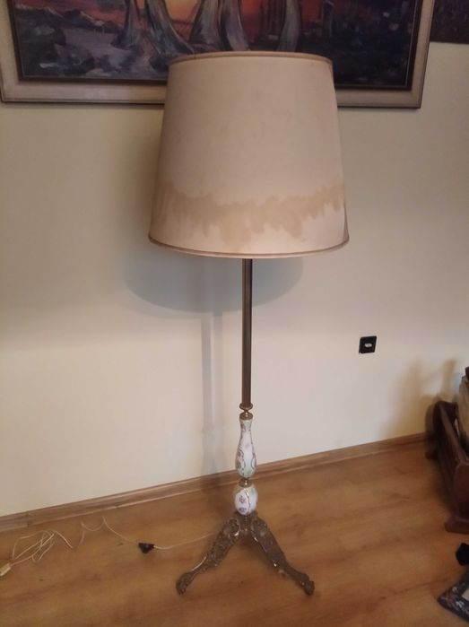 lampa mosiężna z abażurem