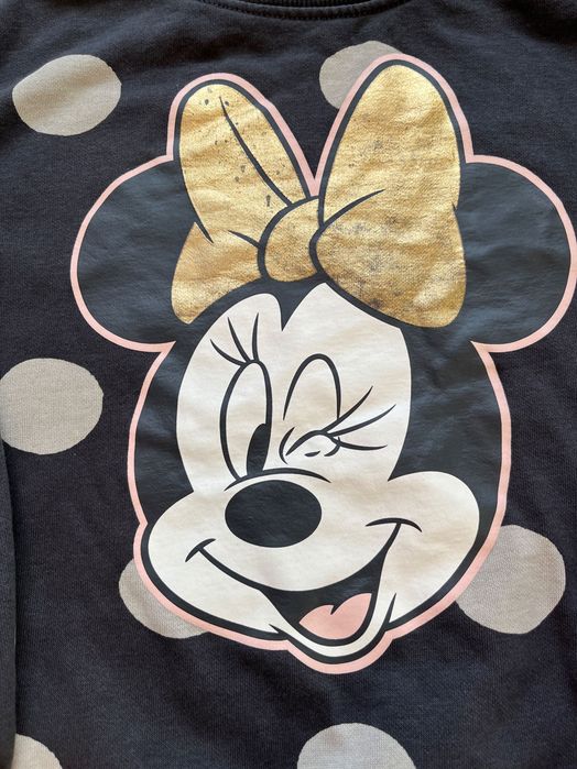 Bluza ocieplana grafitowa Myszka Minnie dla dziewczynki, roz. 122/128