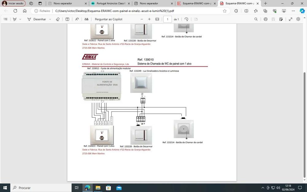 Sistema de Chamada de WC de painel com 1 alvo64172202722051122