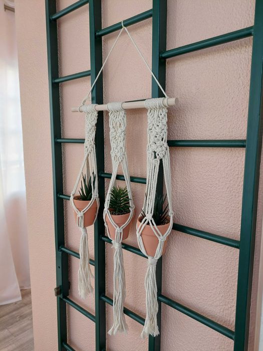 Conjunto de 2 peças decorativas em macramé