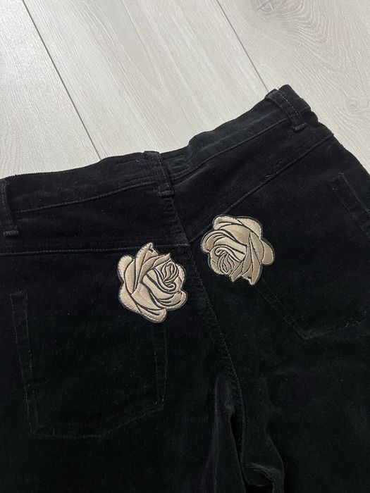 Джинсы высокая талия клеш 38 40 bootcut flared винтаж велюр с вышивкой