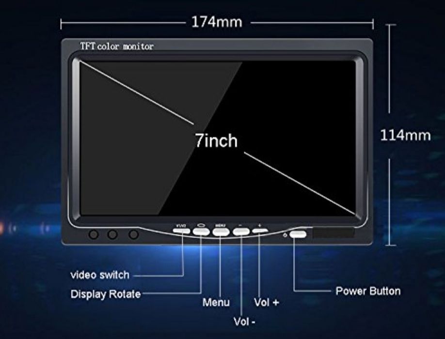 7" TFT LCD HD kamera cofania monitor parkowania