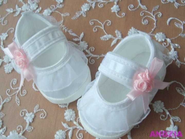 Pantofelki BUCIKI do CHRZTU buty 9,10,11,12,13 cm