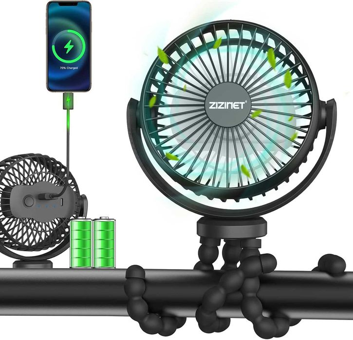 Mini ventilador ventoinha recarregável USB com tripé e power bank NOVO
