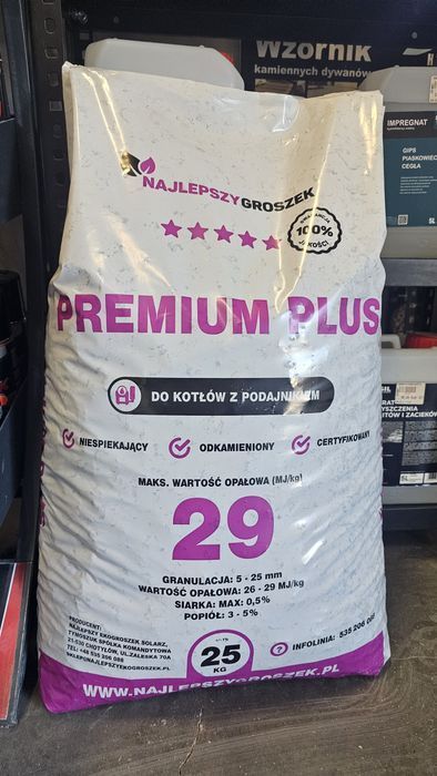 Ekogroszek workowany 25kg Premium Plus 29MJ/kg najlepszy ekogroszek
