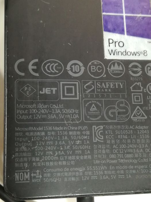 Блок живлення для планшетів Microsoft "model 1536"