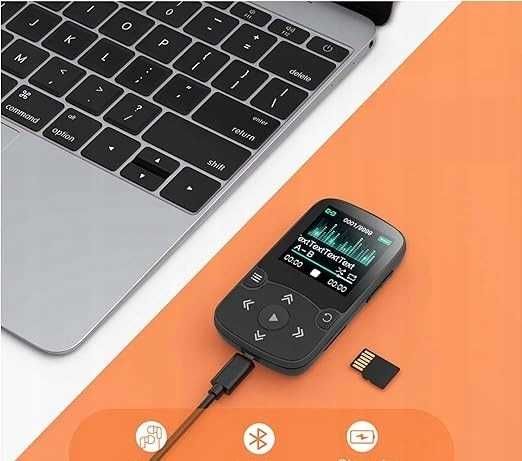 Odtwarzacz MP3 32GB Bluetooth 5.0 Słuchawki radio krokomierz czarny