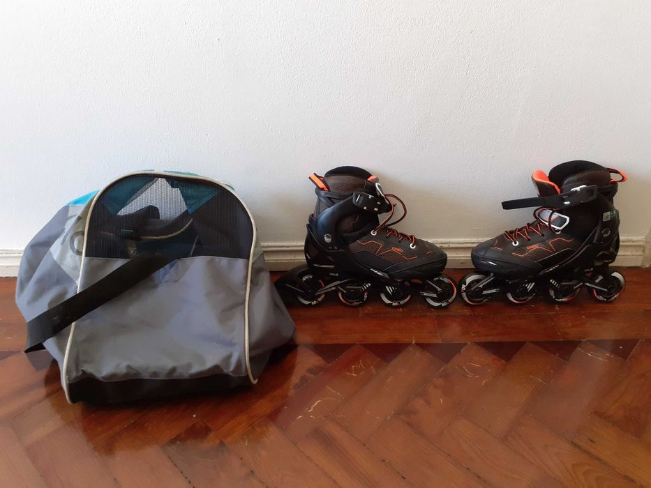 Patins em linha para criança + joelheiras + cotoveleiras + capacete