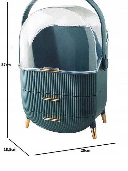 Kuferek na kosmetyki organizer damski akryl zielony
