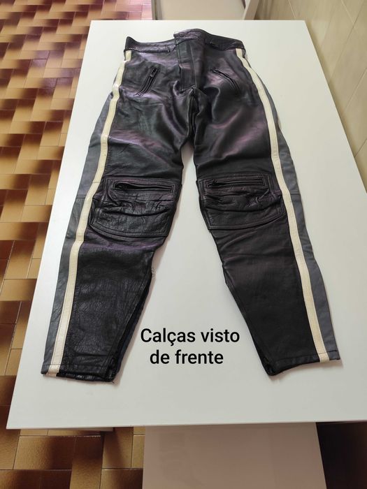 Fato completo casaco e calças motard Mototécnica em pele genuína