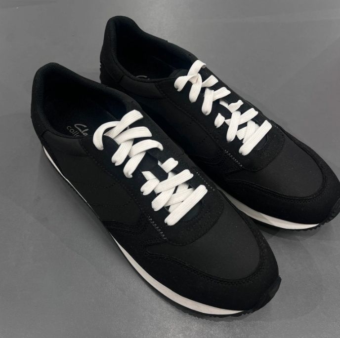 Nowe snekearsy Clarks wygodne jak Ecco 42 czarne białe 27cm