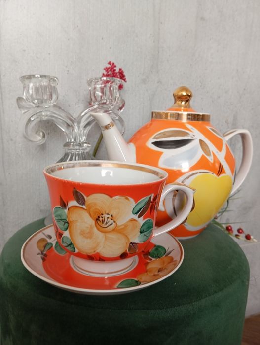 Фужеры бокалы стаканы Чайник 1,7л 60-х г. фарфоровый Полунное