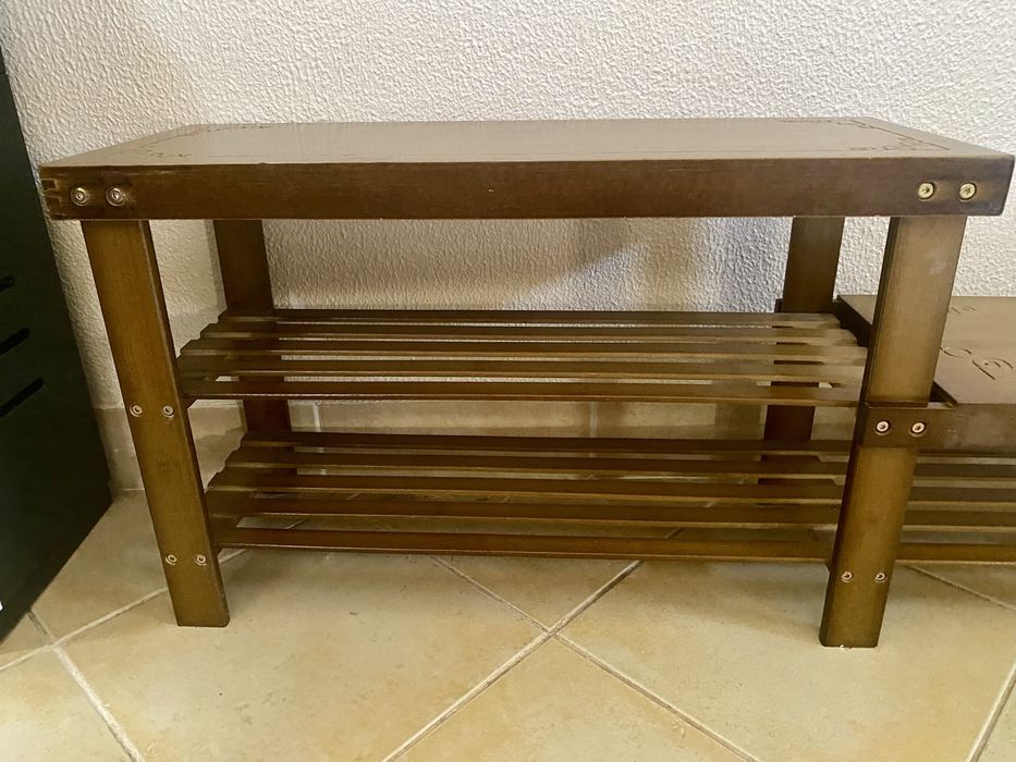 Sapateira / Banco de Entrada em Bambu Natural (Como Nova)