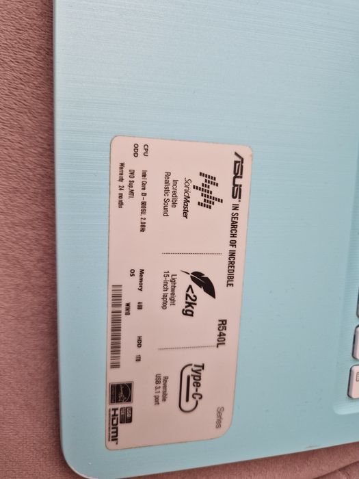 Laptop Asus R540L dysk ssd samsung