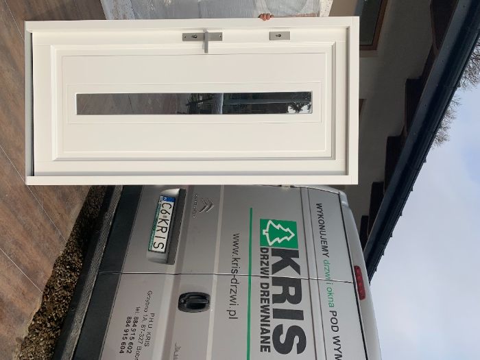 Drzwi drewniane zewnętrzne białe  Montaż CZYSTE POWIETRZE CAŁA POLSKA