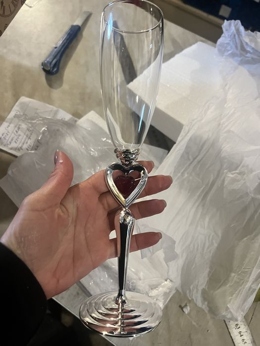 Свадебные  весільні металлические бокалы 2 шт Сердце
