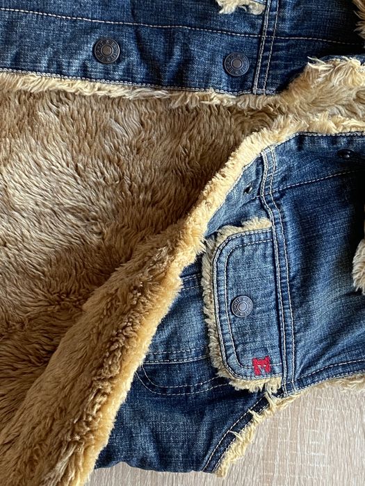 жилетка y2k джинсова на штучному хутрі вінтаж