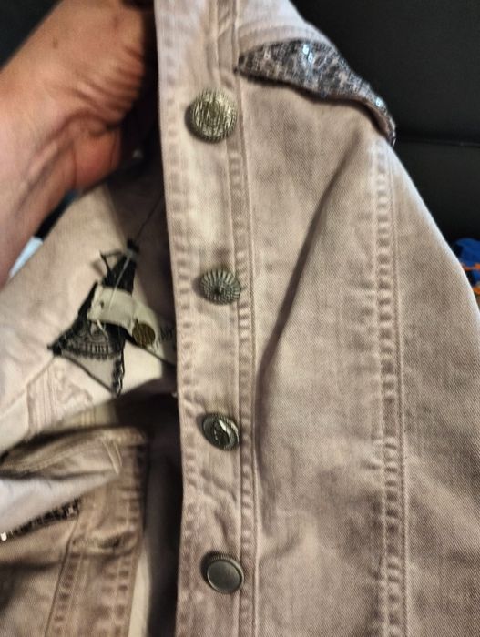 Kurtka jeansowa pudrowy róż 40