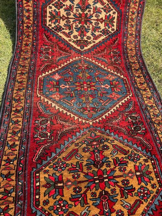 Antyczny vintage r.tkany chodnik dywan perski Heriz 340x105 gal 10 tyś