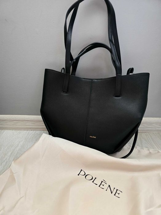 Polène Cyme Mini EDITION TEXTURED BLACK czarna torebka damska shopper