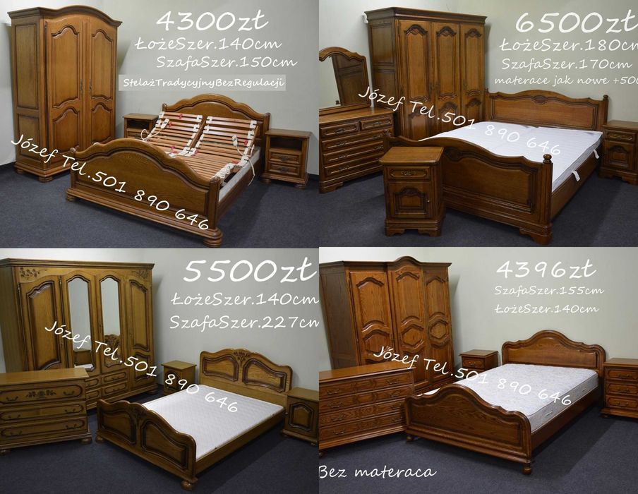 Piękna Sypialnia Stylowa Szafa Łoże Komoda Szafki Nocne Meble