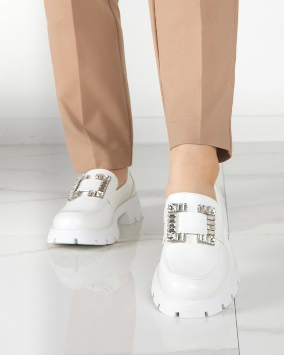 3 KOLORY 36 37 38 mokasyny 39 40 półbuty na grubej podeszwie z broszką