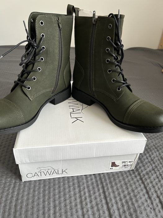 Nowe buty damskie 42 Catwalk jesienne botki zielone