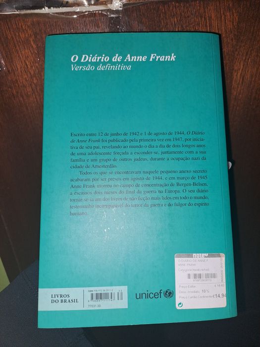 Livro o diário de Anne Frank