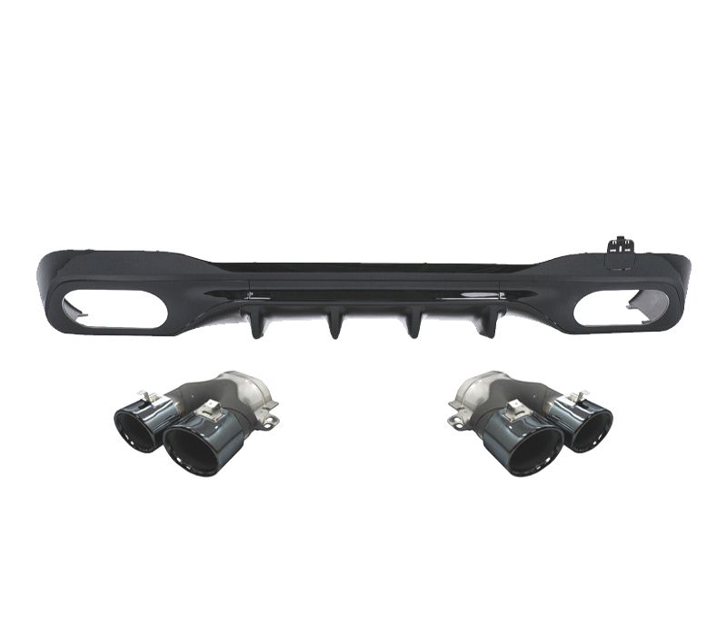 DIFUSOR MERCEDES W206 AMG 21- LOOK C43 + PONTEIRAS DE ESCAPE PRETAS