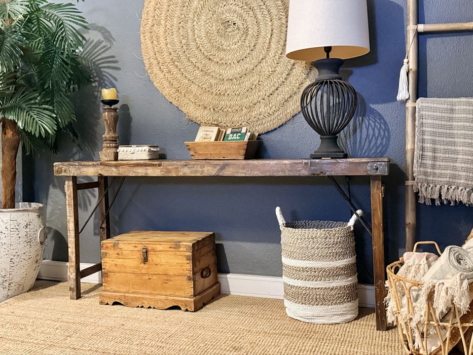 aparador consola mesa bancada trabalho teca indiana oriental rustica