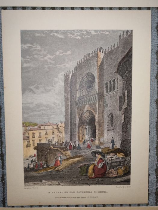Gravuras antigas de Coimbra – mapa + Sé Velha + vista
